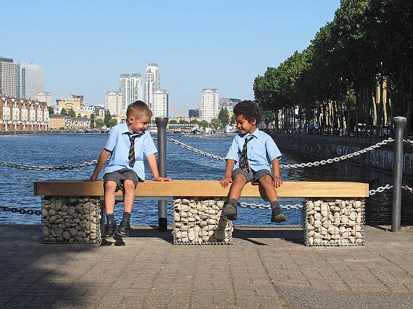 The Elements Gabion bench by Furnitubes